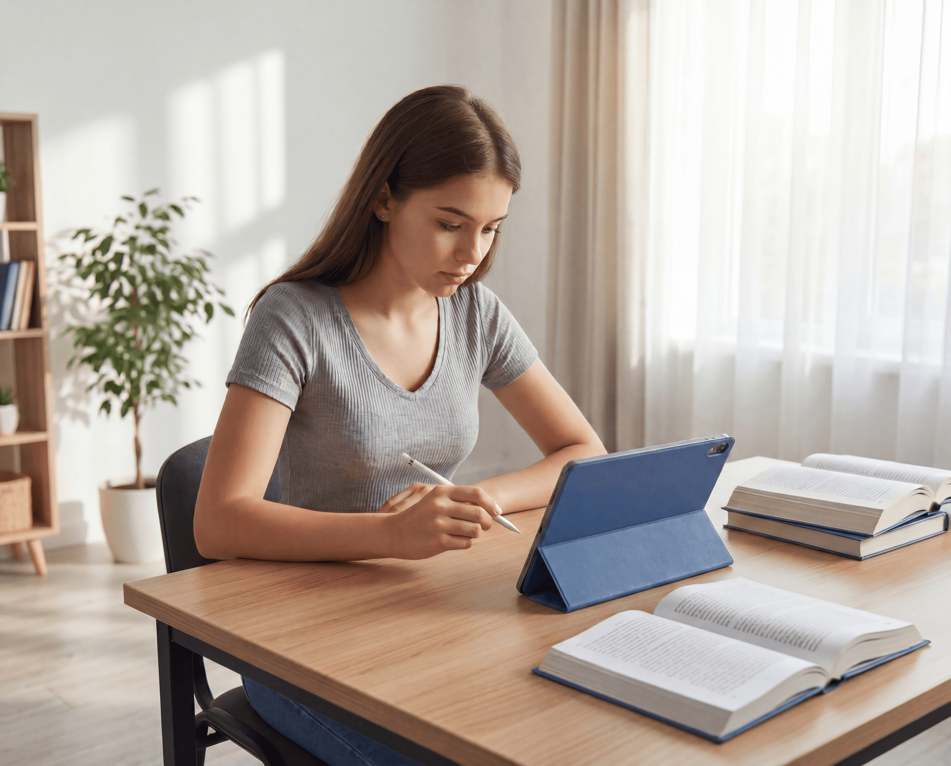 En elev øver sig på den digitale teoriprøve på en tablet med TeoriOnline